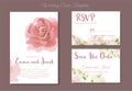 Vintage style Wedding Invitation pink rose watercolor hand drawn Royalty Free Stock Photo