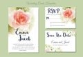 Vintage style Wedding Invitation pink rose watercolor hand drawn Royalty Free Stock Photo