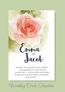 Vintage style Wedding Invitation pink rose watercolor hand drawn Royalty Free Stock Photo