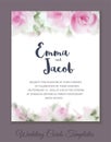 Vintage style Wedding Invitation pink roses watercolor hand draw Royalty Free Stock Photo