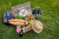 Vintage style wicker picnic hamper Royalty Free Stock Photo