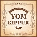 Vintage style Yom Kippur banner of poster design with shofar horn.