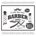 Vintage, styled Barber Shop logo. Royalty Free Stock Photo