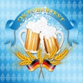 Vintage styled emblem with glasses of beer for Oktoberfest