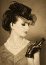 Vintage styled portrait of a beautiful women