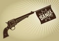 Vintage Styled Revolver with Bang Flag Royalty Free Stock Photo