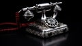 Sterling Silver And Red Telephone With Precisionist Style Royalty Free Stock Photo