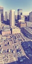 Vintage stylized aerial photo of Denver downtown, Colorado, USA Royalty Free Stock Photo