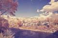 Vintage stylized autumn landscape with Eagle River, USA.