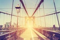 Vintage stylized picture of Brooklyn Bridge, NY. Royalty Free Stock Photo