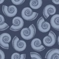 Vintage stylized seashells on a blue background seamless pattern Royalty Free Stock Photo