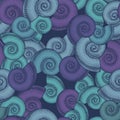 Vintage stylized spiral shells seamless pattern