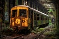 vintage subway car neglected in a forgotten tunnel Royalty Free Stock Photo