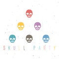 Vintage sugar skulls on white background. Hand drawn vector