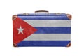 Vintage suitcase with Cuba flag Royalty Free Stock Photo