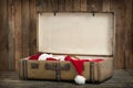 Vintage suitcase with santa clothes Royalty Free Stock Photo