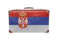 Vintage suitcase with Serbia flag