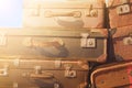 Vintage suitcase - stack of old suitcase Royalty Free Stock Photo