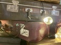 Vintage suitcases. Close-up horizontal photo Royalty Free Stock Photo