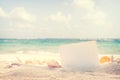 Vintage summer beach background with sand Royalty Free Stock Photo