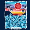 Vintage summer california surfing t shirt print design vector illustration Royalty Free Stock Photo