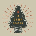 Vintage summer camp season colorful emblem