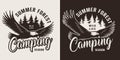 Vintage summer camping monochrome label