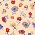 Vintage Summer fresh Seamless pattern Vector Embroidery trend fl