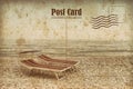 Vintage summer postcard. deckchair on the beach