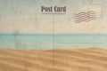 Vintage summer postcard. Ocean and sunny  beach Royalty Free Stock Photo