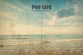 Vintage summer postcard. Ocean and sunny  beach Royalty Free Stock Photo