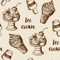 Summer seamless pattern with ice cream