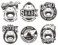 Vintage summer surfing club labels set Royalty Free Stock Photo