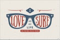 Vintage summer surfing motivational and inspirational quote.