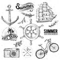 Vintage summer typography design with labels,