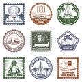 Vintage Summer Vacation Stamps Set Royalty Free Stock Photo