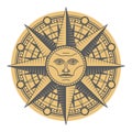 Vintage sun face compass rose Royalty Free Stock Photo