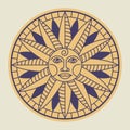 Vintage sun face compass rose Royalty Free Stock Photo