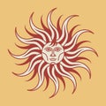 Vintage sun face compass rose Royalty Free Stock Photo