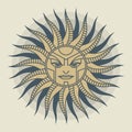 Vintage sun face compass rose Royalty Free Stock Photo