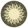 Vintage sun symbol. Vector antique sun hand drawn illustration with design elements