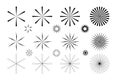 Vintage Sunburst Collection, Black and White Sun Vector Icons, Bursting Sun Rays, Star Pictograph, Speed Lines Royalty Free Stock Photo