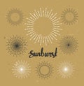 Vintage sunburst collection. Hipster style on the craft paper.