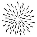 Vintage sunburst hand drawn icon. Isolated on white firework doodle design element.