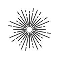 Vintage Sunburst icon vector. Explosion Hand drawn illustration sign. Elements Fireworks. Black Rays. Royalty Free Stock Photo