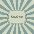 Vintage sunburst template of old card. Sunbeam postcard, frame design with rays. Vector.