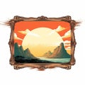 Vintage Glacier Sunset Picture Frame - Vintage Design Vector Graphics