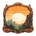 Vintage Sunset Karst Picture Frame - Vintage Design Vector Graphics