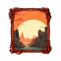 Vintage Sunset Karst Picture Frame - Vintage Design Vector Graphics