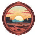 Vintage Sunset Picture Frame With Badlands - Vector Graphics